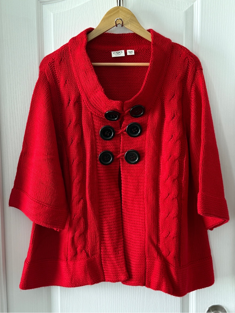 Cato Red Button-Front Cable Knit Sweater Cardigan Womenās Size 22/24W